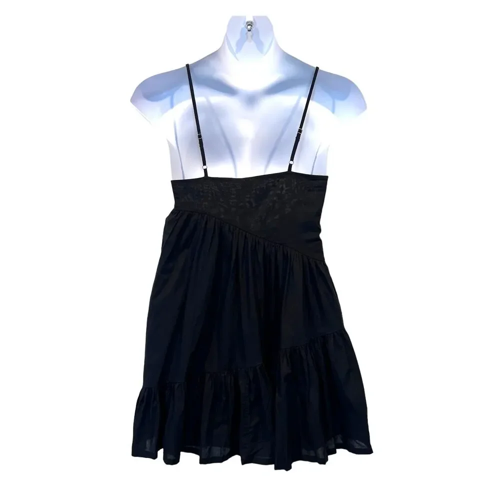 Melrose and Market Wmns Small Black Strappy Lined Tiered Mini Dress NEW